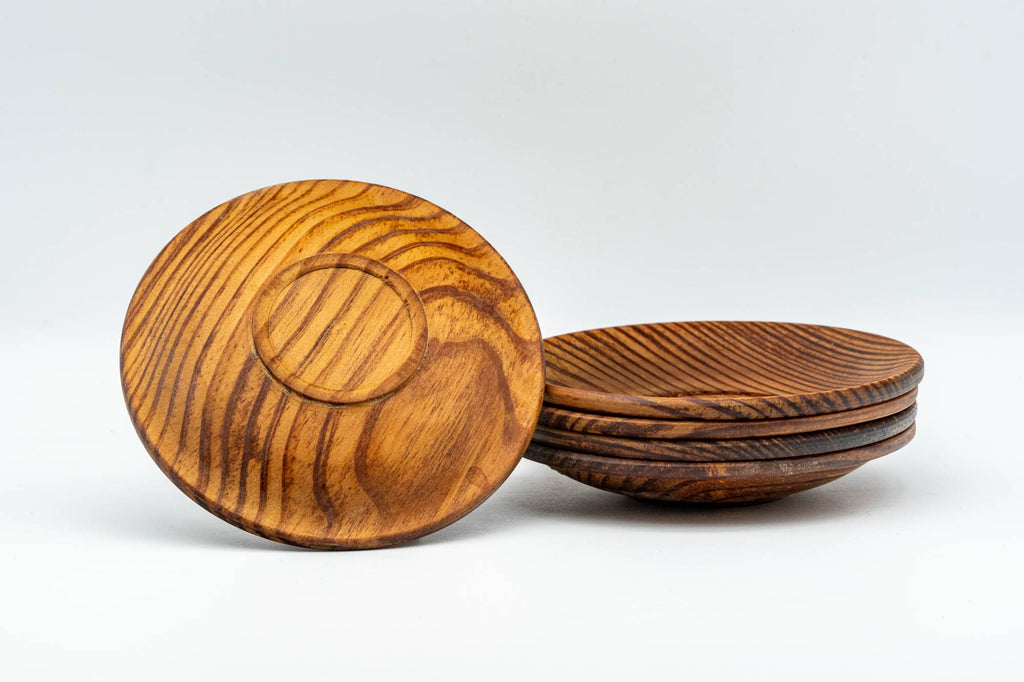 Japanese Chataku - Set of 5 Classic Wooden Tea Saucers
