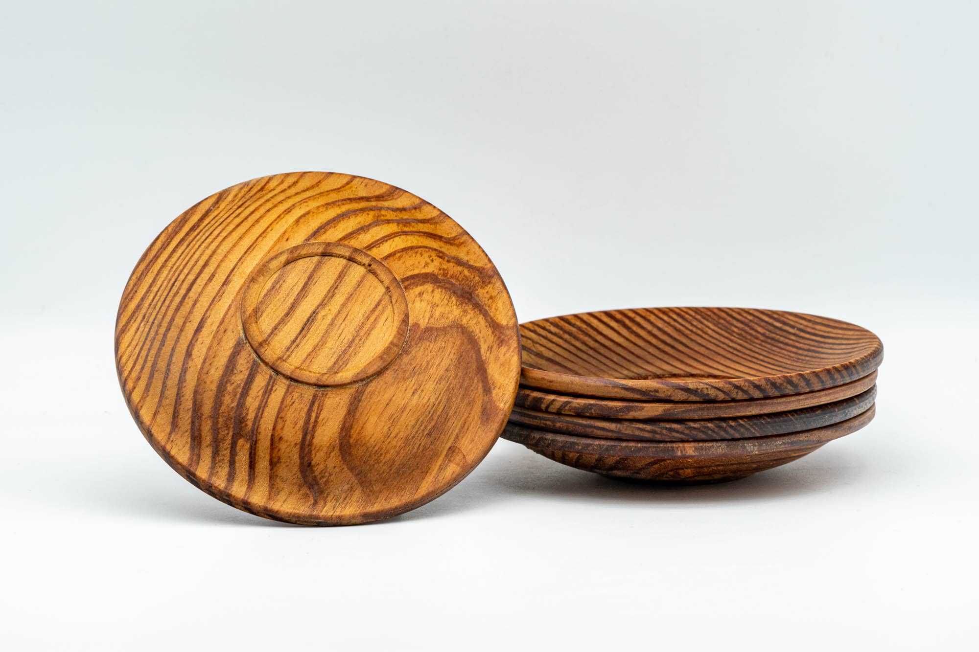 Japanese Chataku - Set of 5 Classic Wooden Tea Saucers