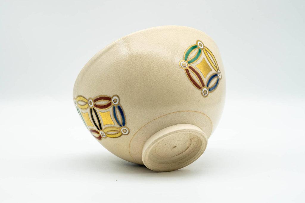 Japanese Matcha Bowl - Gold Geometric Patterned Kyo-yaki Chawan - 300ml