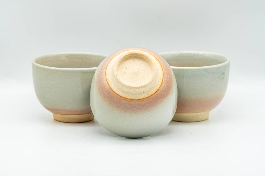 Japanese Teacups - Set of 3 Beige Pink Hagi-yaki Yunomi - 110ml