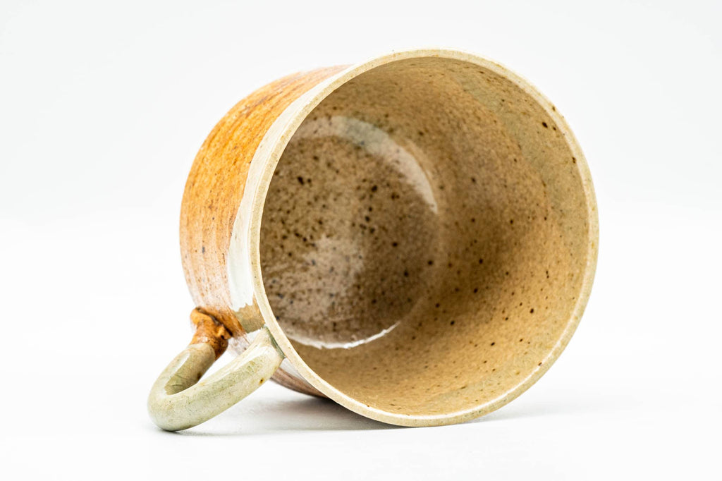 Japanese Teacup - Green Glazed Shigaraki-yaki Ushirode Rear-Handled Yunomi - 150ml