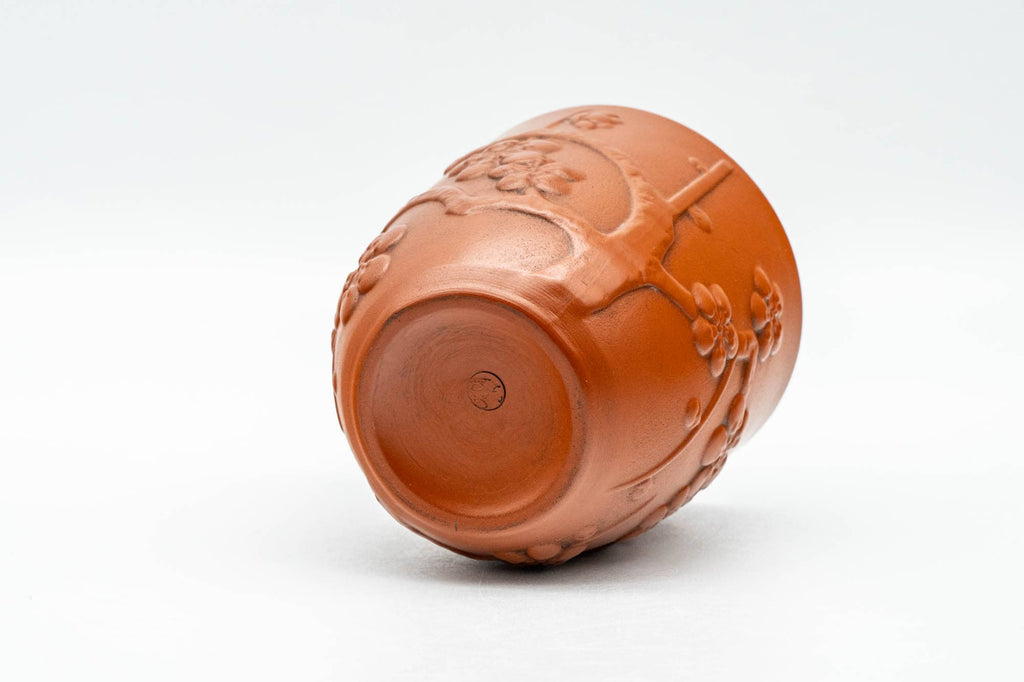 Japanese Teacup - Floral Sculpted Red Shudei Tokoname-yaki Yunomi - 125ml