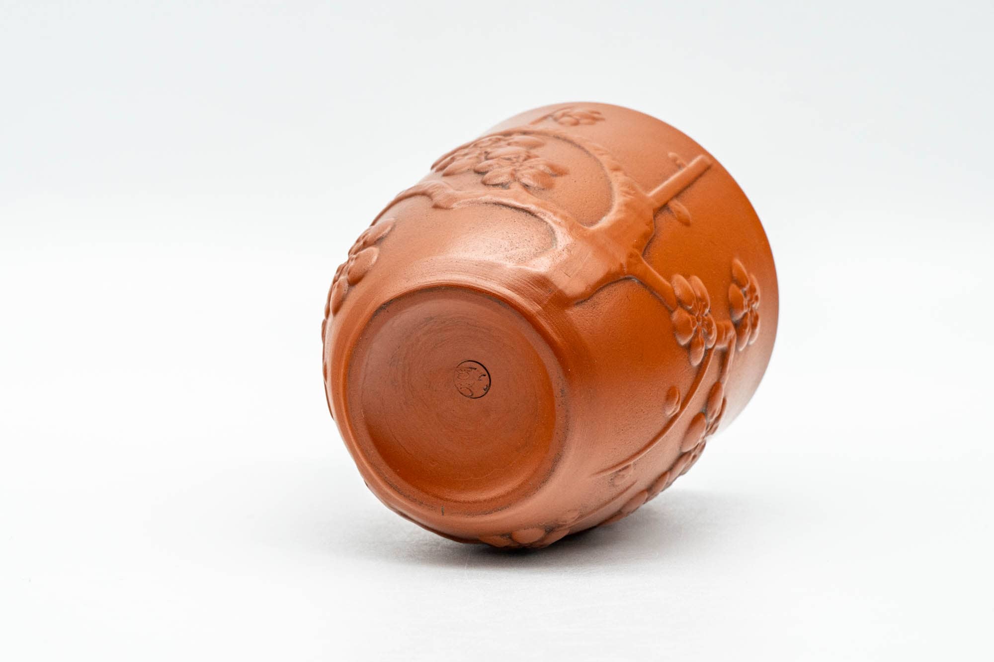 Japanese Teacup - Floral Sculpted Red Shudei Tokoname-yaki Yunomi - 125ml