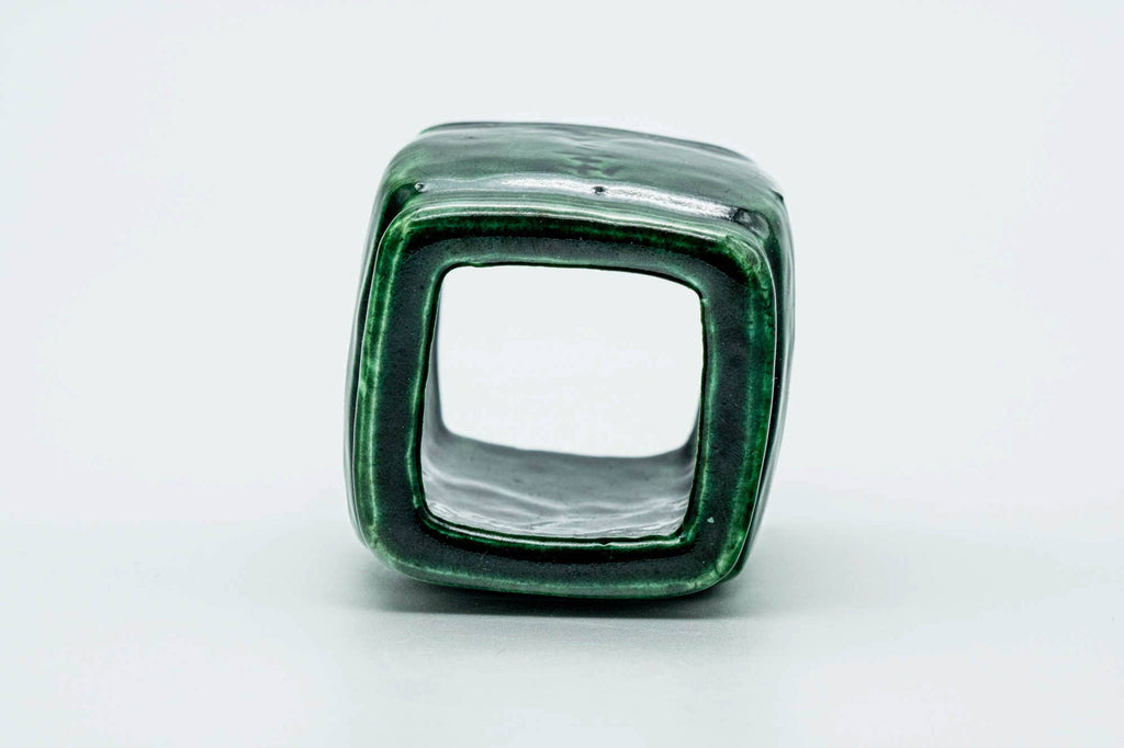 Japanese Futaoki - Green Glazed Wabi-Sabi Lid Rest