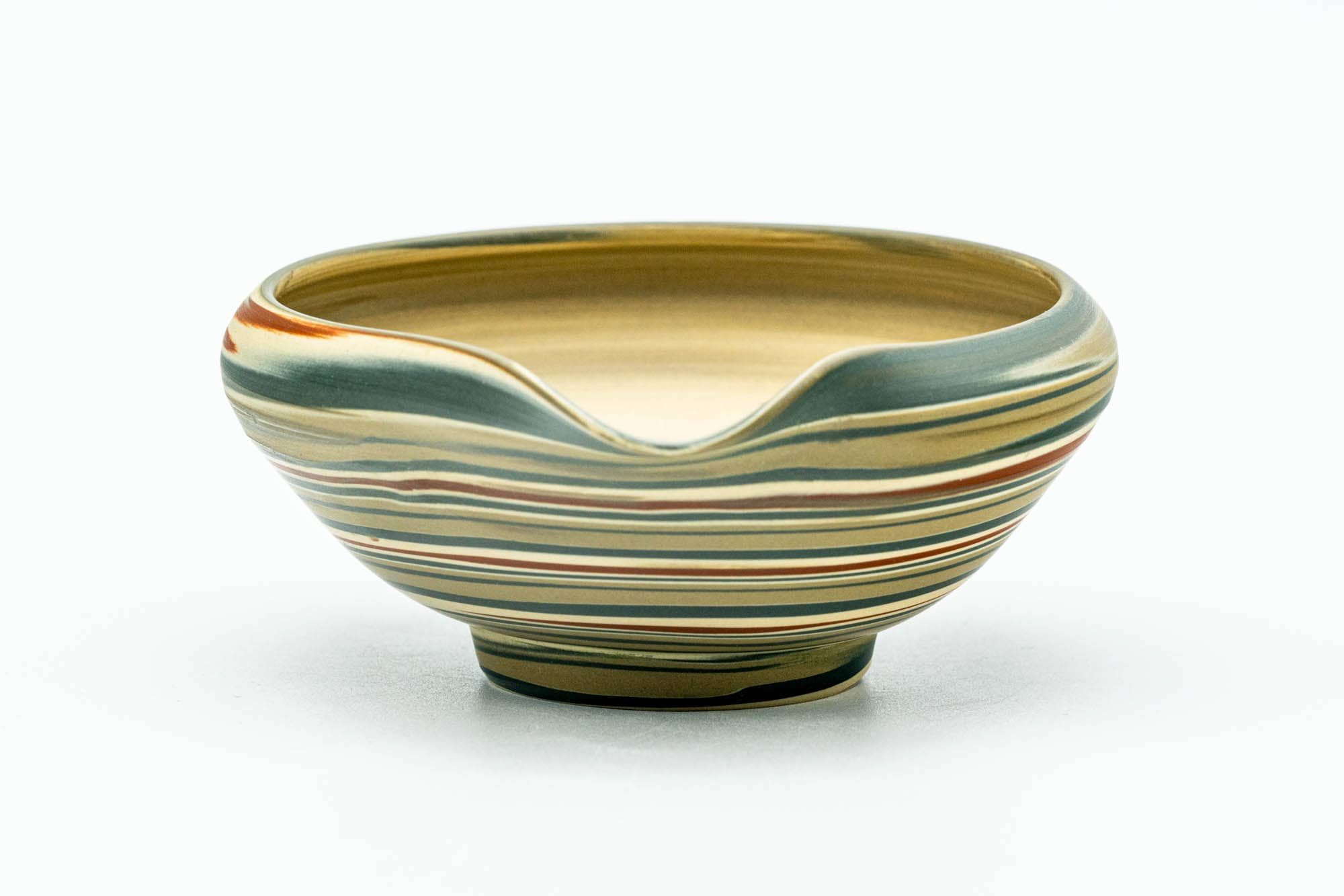 Japanese Tea Set - Marbled Nerikomi Tokoname-yaki Katakuchi Water Cooler and 4 Yunomi Teacups