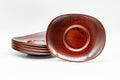 Japanese Chataku - Set of 5 Elliptical Wooden Lacquered Tea Saucers