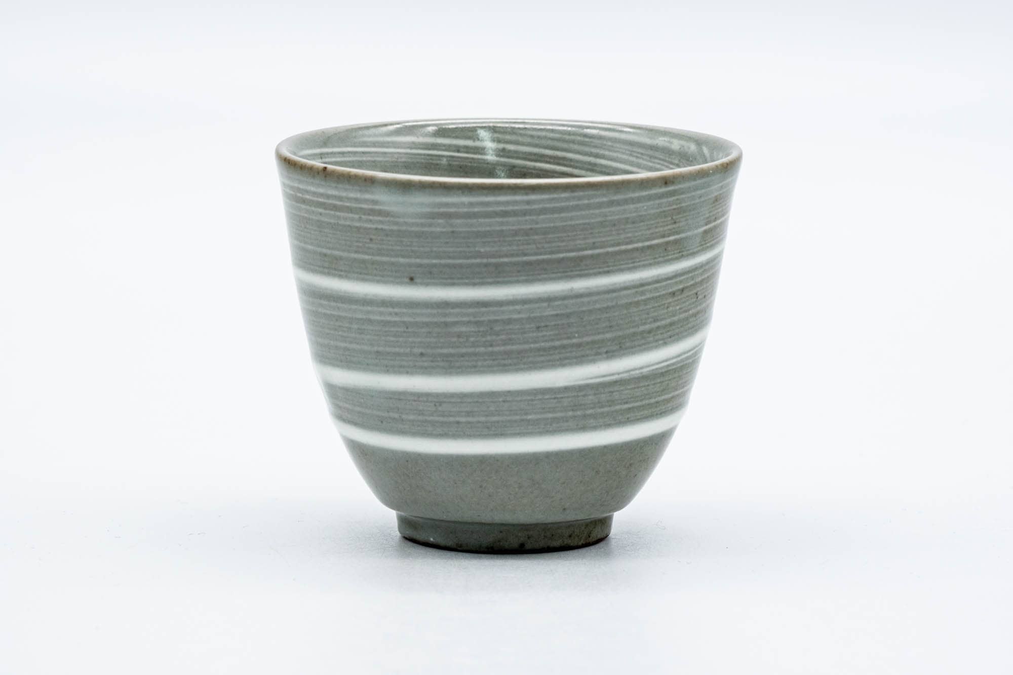 Japanese Teacup - Spiraling Grey White Glazed Yunomi - 130ml