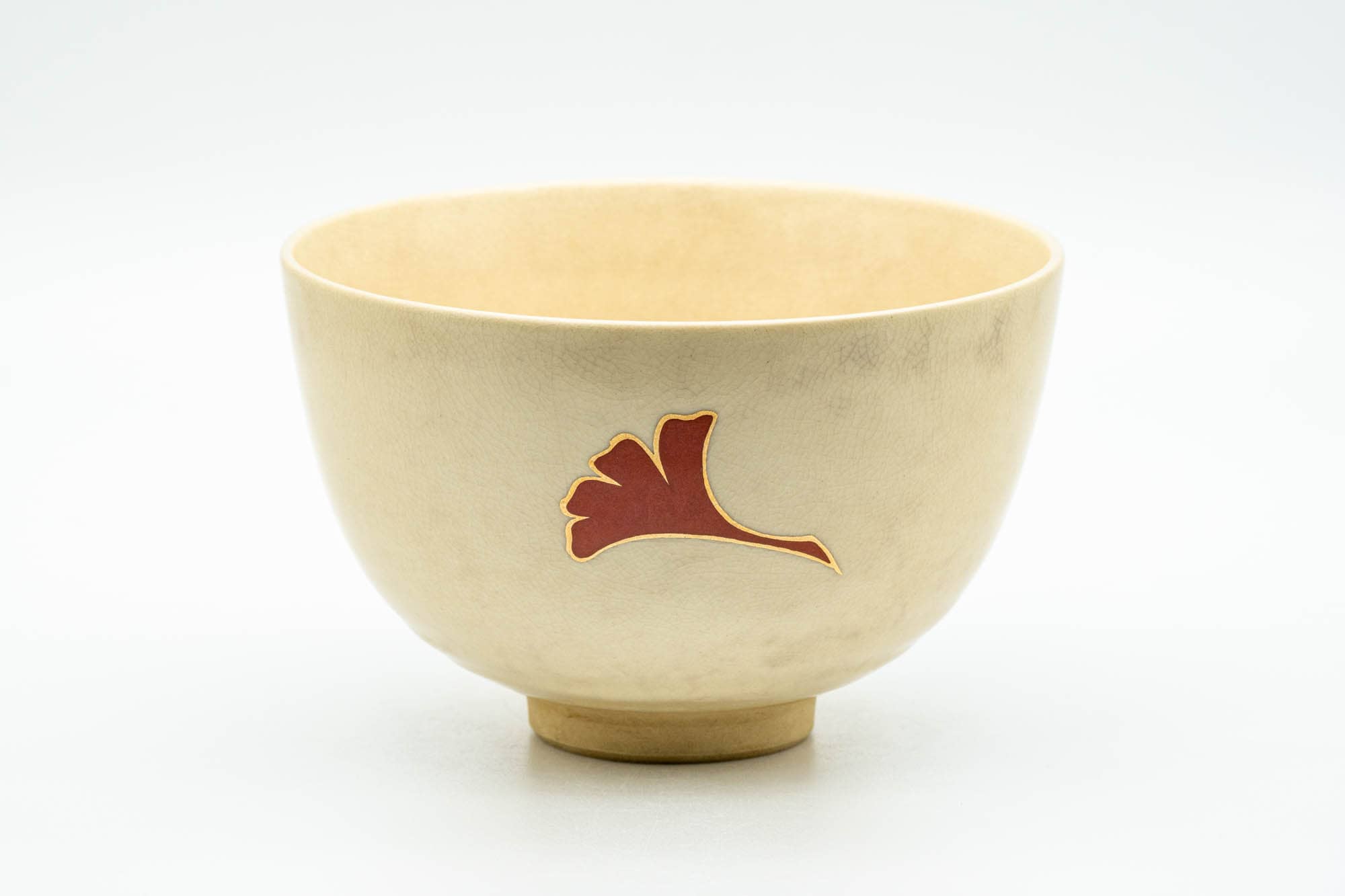 Japanese Matcha Bowl - Green, Purple, and Red Ginkgo Kyo-yaki Chawan - 400ml