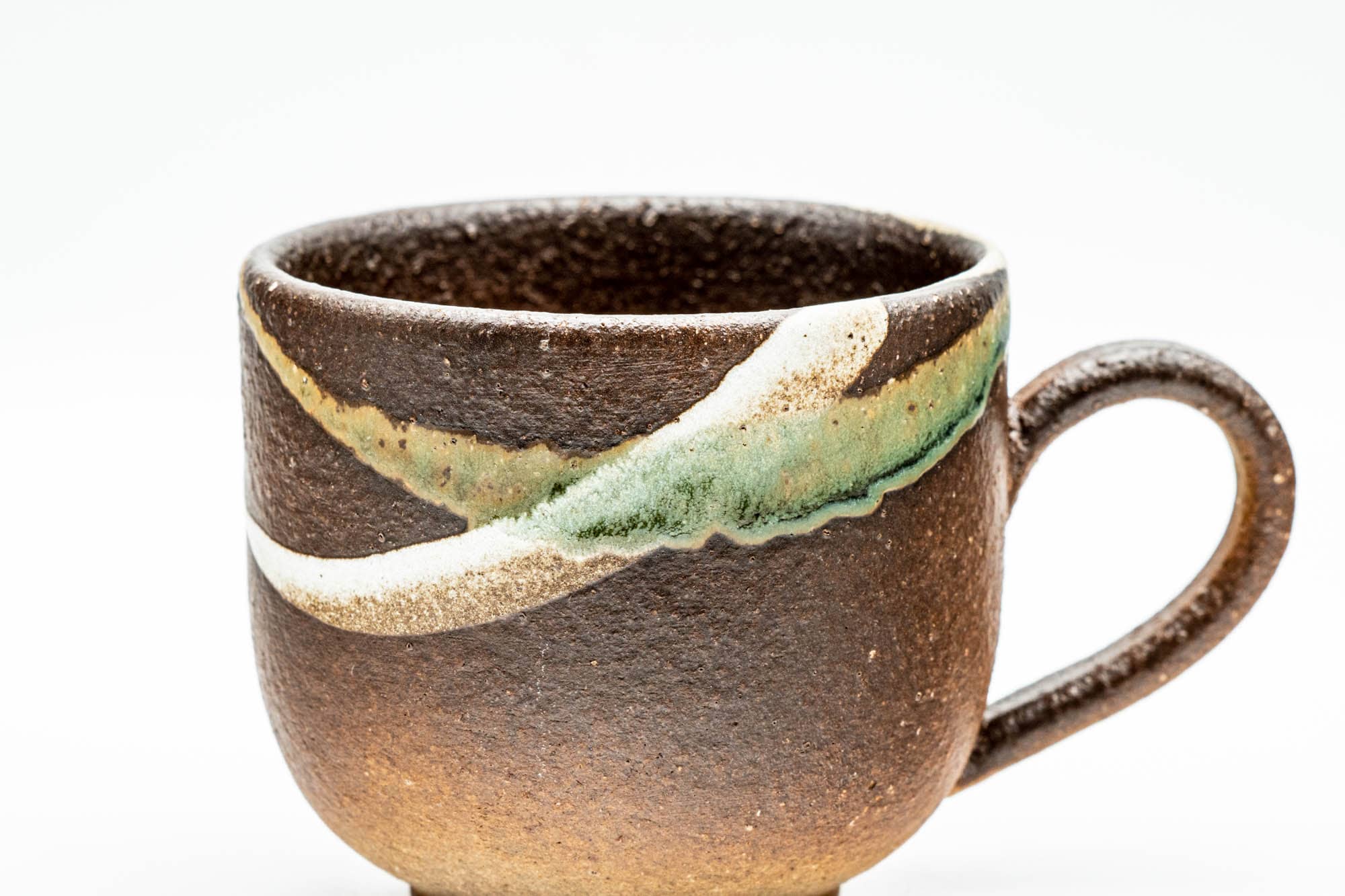 Japanese Teacups - Pair of Brown Textured Ushirode Yunomi - 150ml