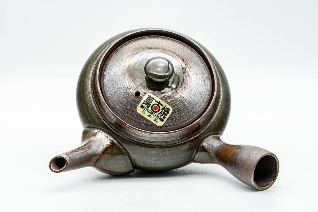 Japanese Kyusu - Green Ash Glazed Banko-yaki Mesh Teapot - 200ml
