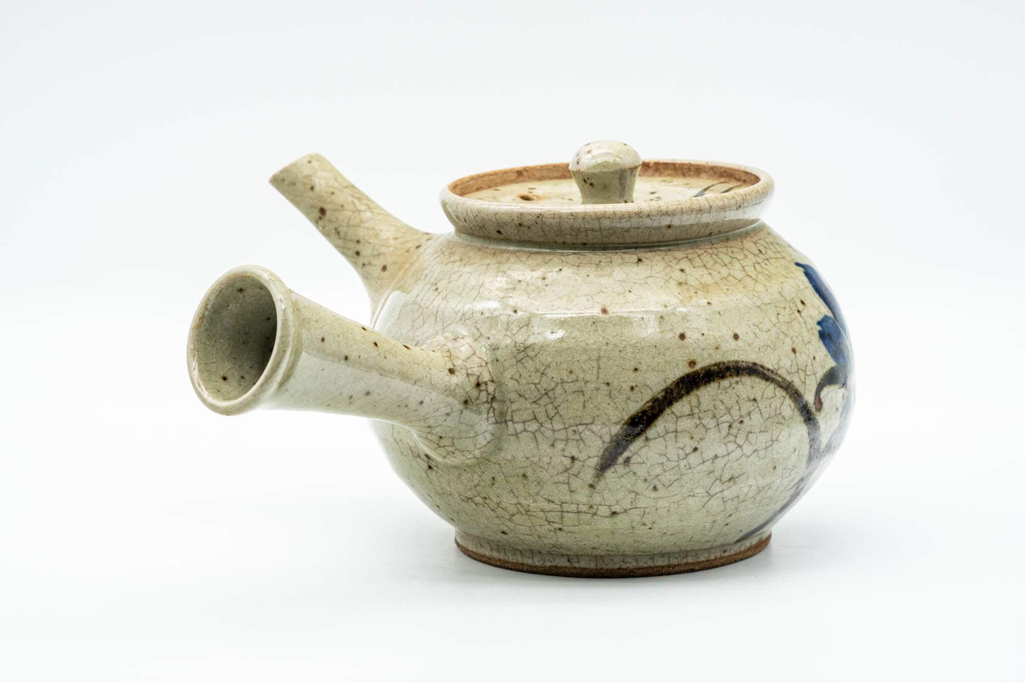 Japanese Kyusu - Blue Floral Karatsu-yaki Do-ake Teapot - 450ml