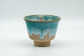 Japanese Teacup - Beige Turquoise Drip-Glazed Agano-yaki Yunomi - 70ml