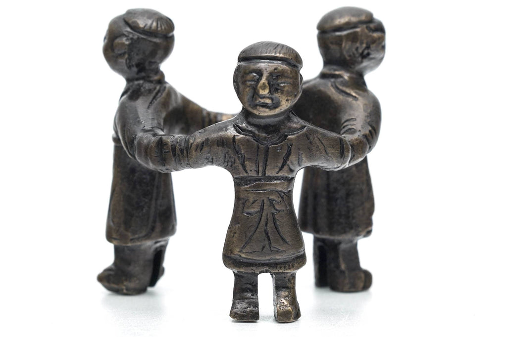 Japanese Futaoki - Bronze Mitsuningyō Lid Rest