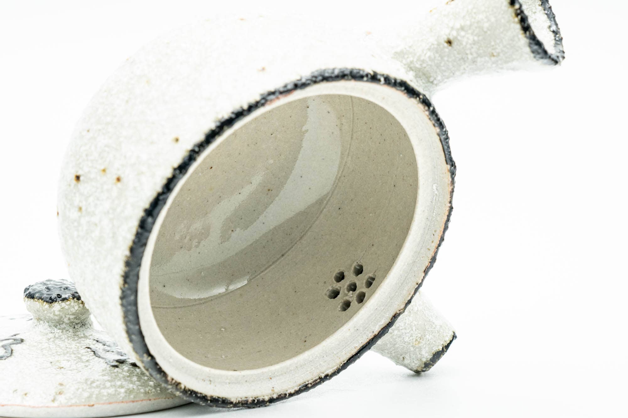 Japanese Tea Set - Textured Milky Glaze Do-ake Kyusu Teapot with 2 Guinomi Teacups