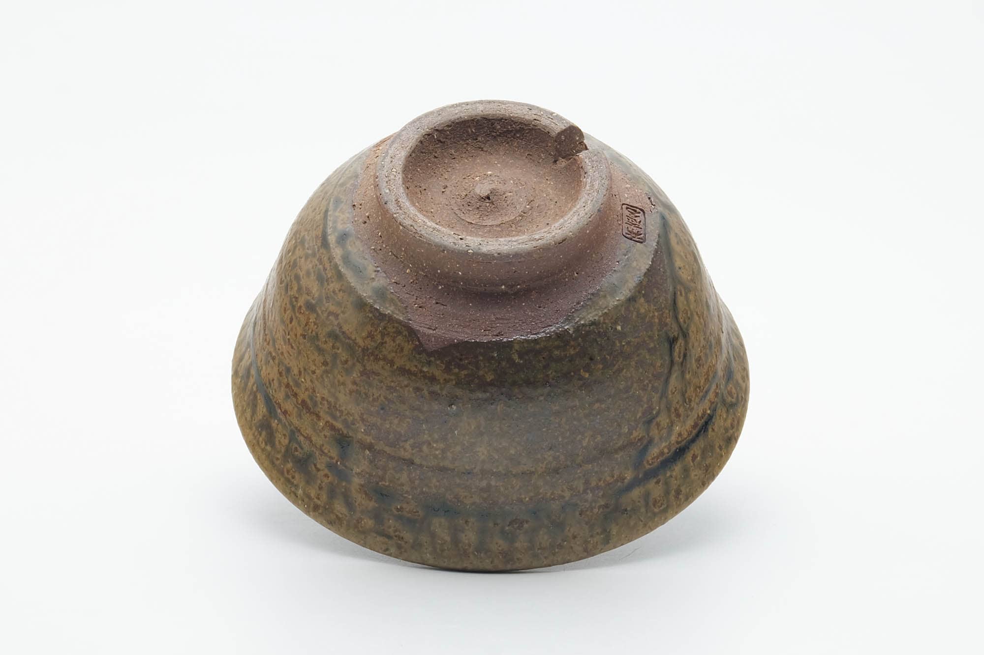 Japanese Matcha Bowl - Brown Green Mottled Drip-Glazed Chawan - 200ml