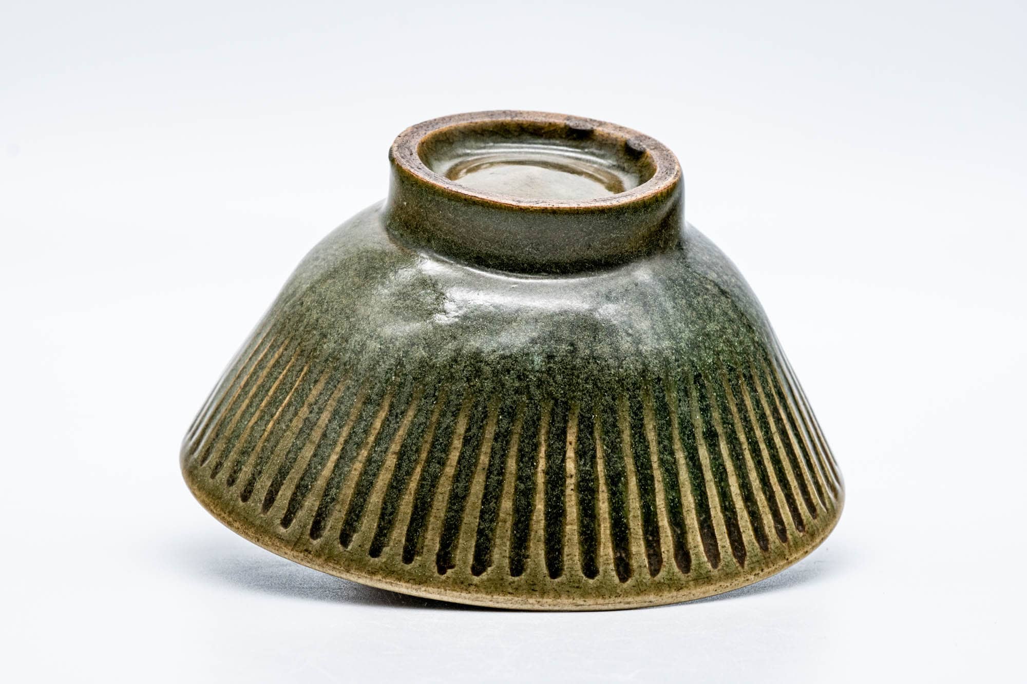 Japanese Matcha Bowl - Striped Green Celadon Chawan - 250ml