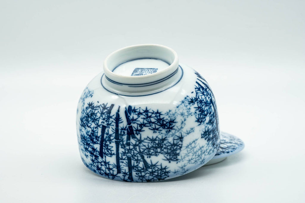 Japanese Teacup - Blue Bamboo Arita-yaki Lidded Yunomi - 140ml