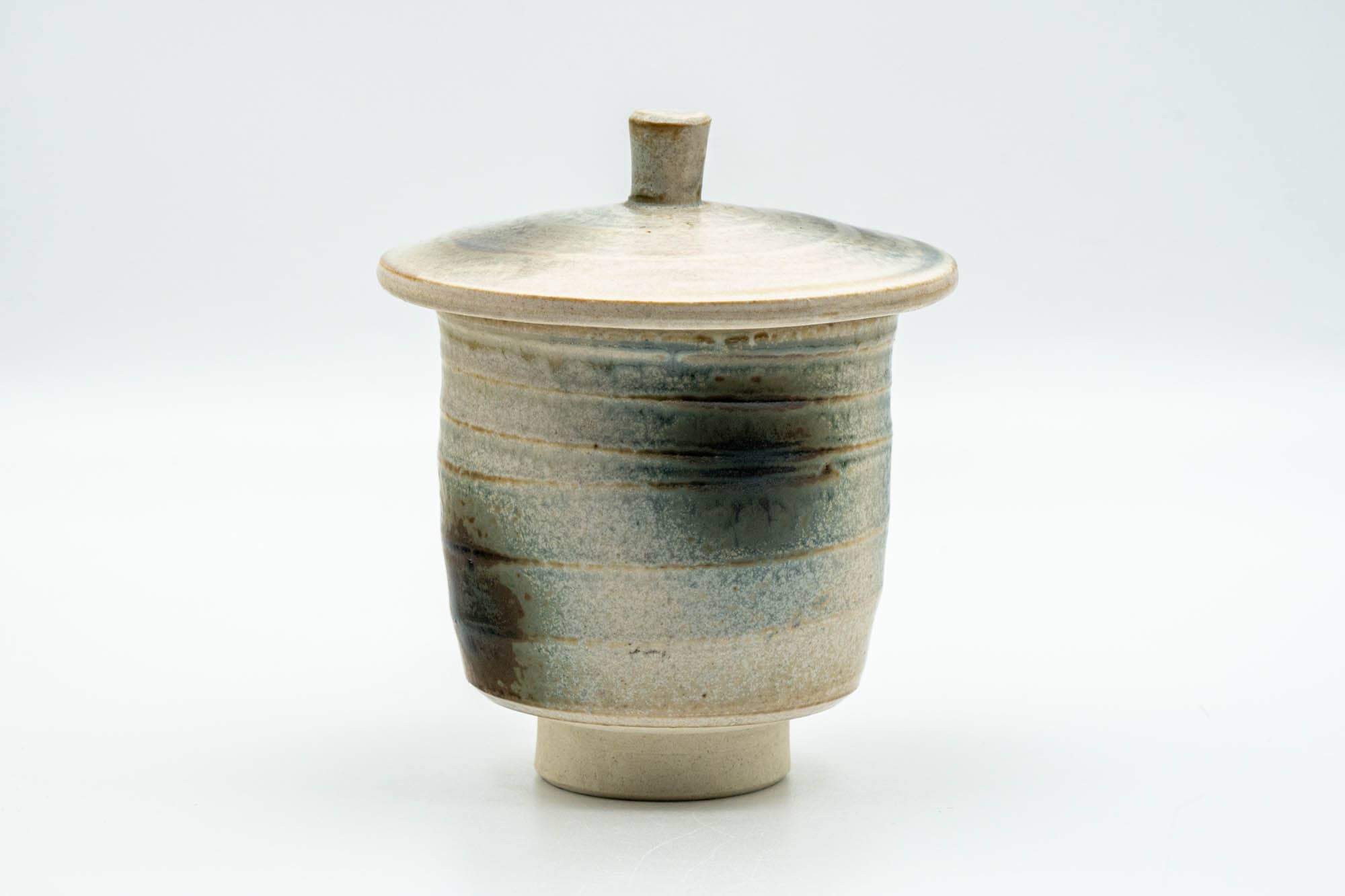 Japanese Teacup - Beige Ash Green Glazed Lidded Yunomi - 150ml