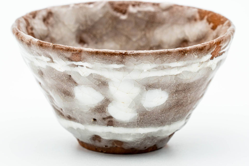 Japanese Teacups - Pair of Milky White Floral Glazed Yunomi - 100ml