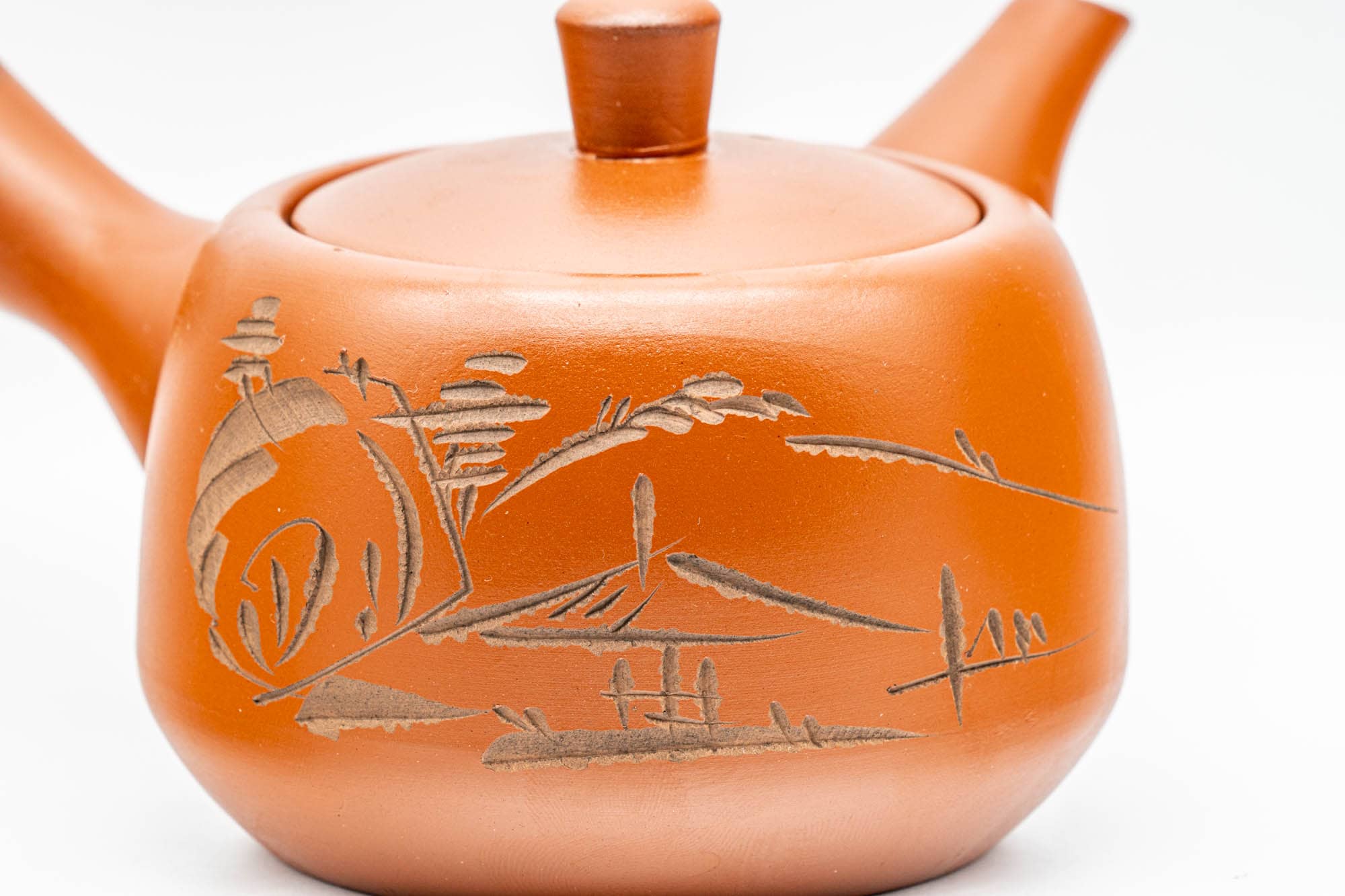 Japanese Kyusu - Engraved Village Tokoname-yaki Debeso Teapot - 275ml