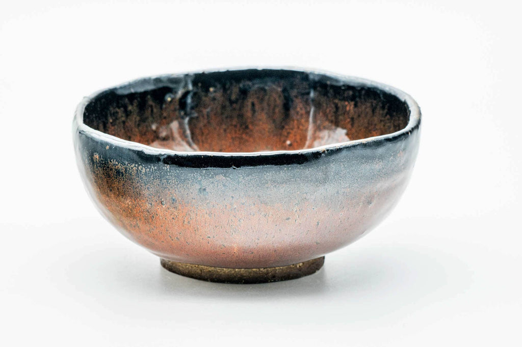 Japanese Matcha Bowl - Black Orange Glazed Wabi-Sabi Chawan - 150ml