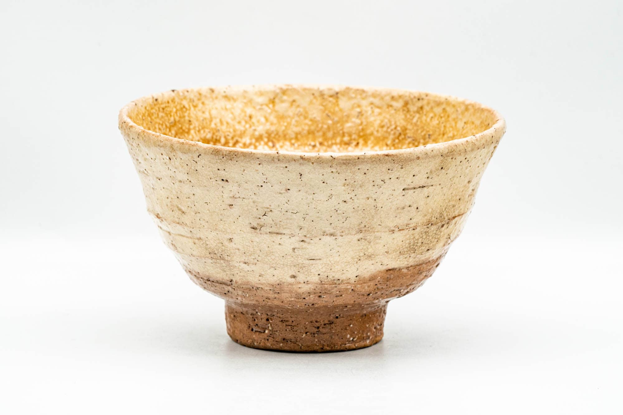 Japanese Matcha Bowl - 大井戸 Beige Biwa-iro Milky Glazed Ido-gata Chawan - 300ml