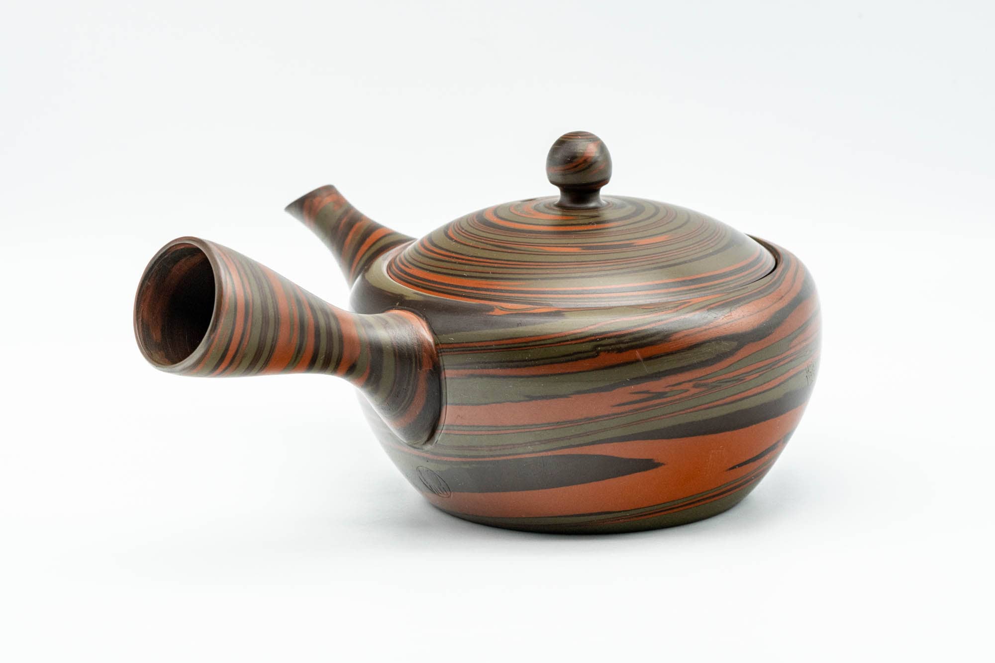 Japanese Kyusu - 陶仙 Tosen Hida - Red Nerikomi Tokoname-yaki Debeso Teapot - 220ml