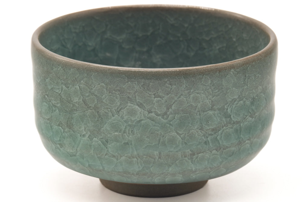 Japanese Matcha Bowl - Teal Snowflake Glazed Hantsutsu-gata Chawan - 410ml
