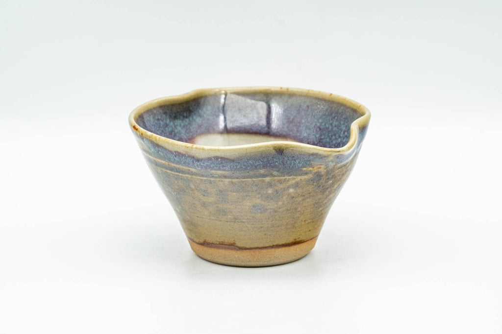 Japanese Tea Set - Green Purple Drip-Glazed Houhin Teapot - Katakuchi Water Cooler - 5 Yunomi Teacups