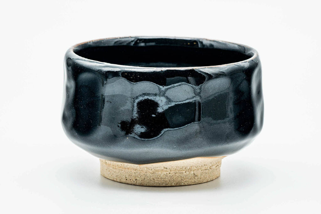 Japanese Matcha Bowl - Jet Black Glazed Hand-formed Hantsutsu-gata Chawan - 300ml