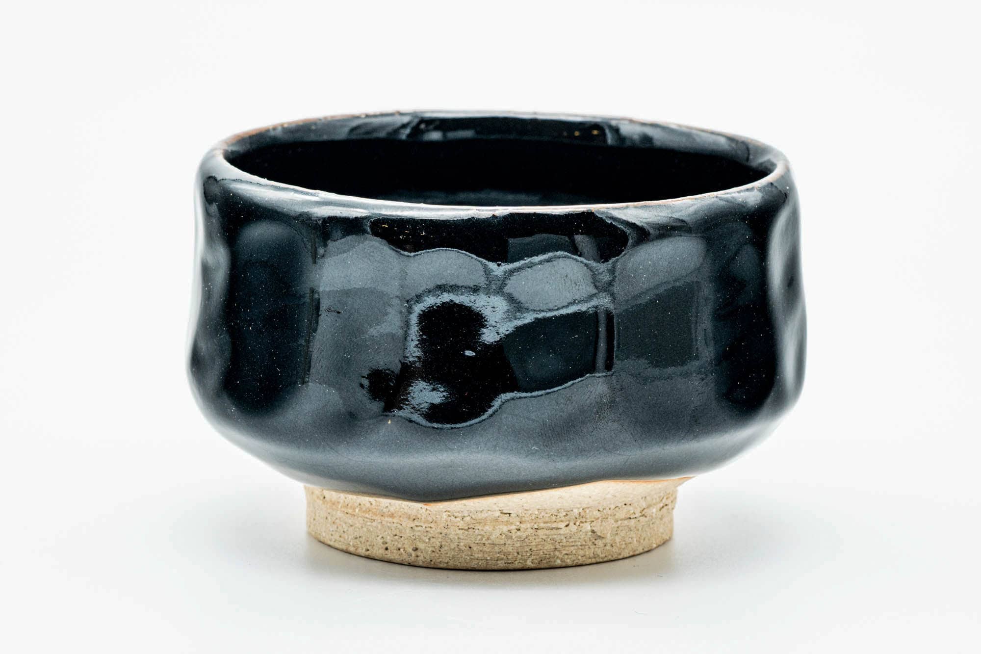 Japanese Matcha Bowl - Jet Black Glazed Hand-formed Hantsutsu-gata Chawan - 300ml