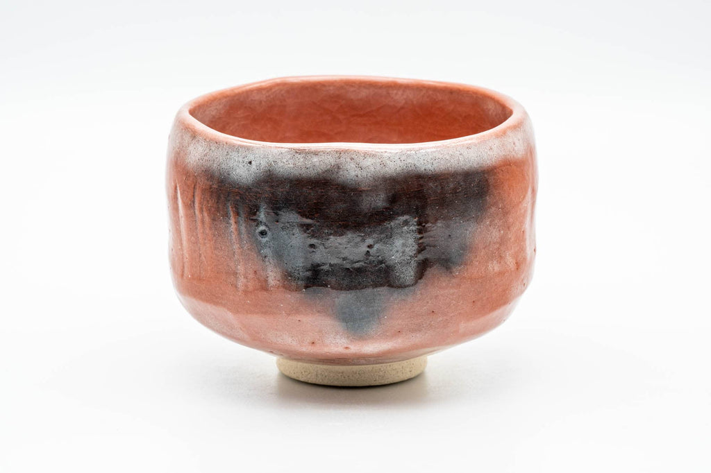 Japanese Matcha Bowl - Floral Aka-raku Red Raku Chawan - 400ml