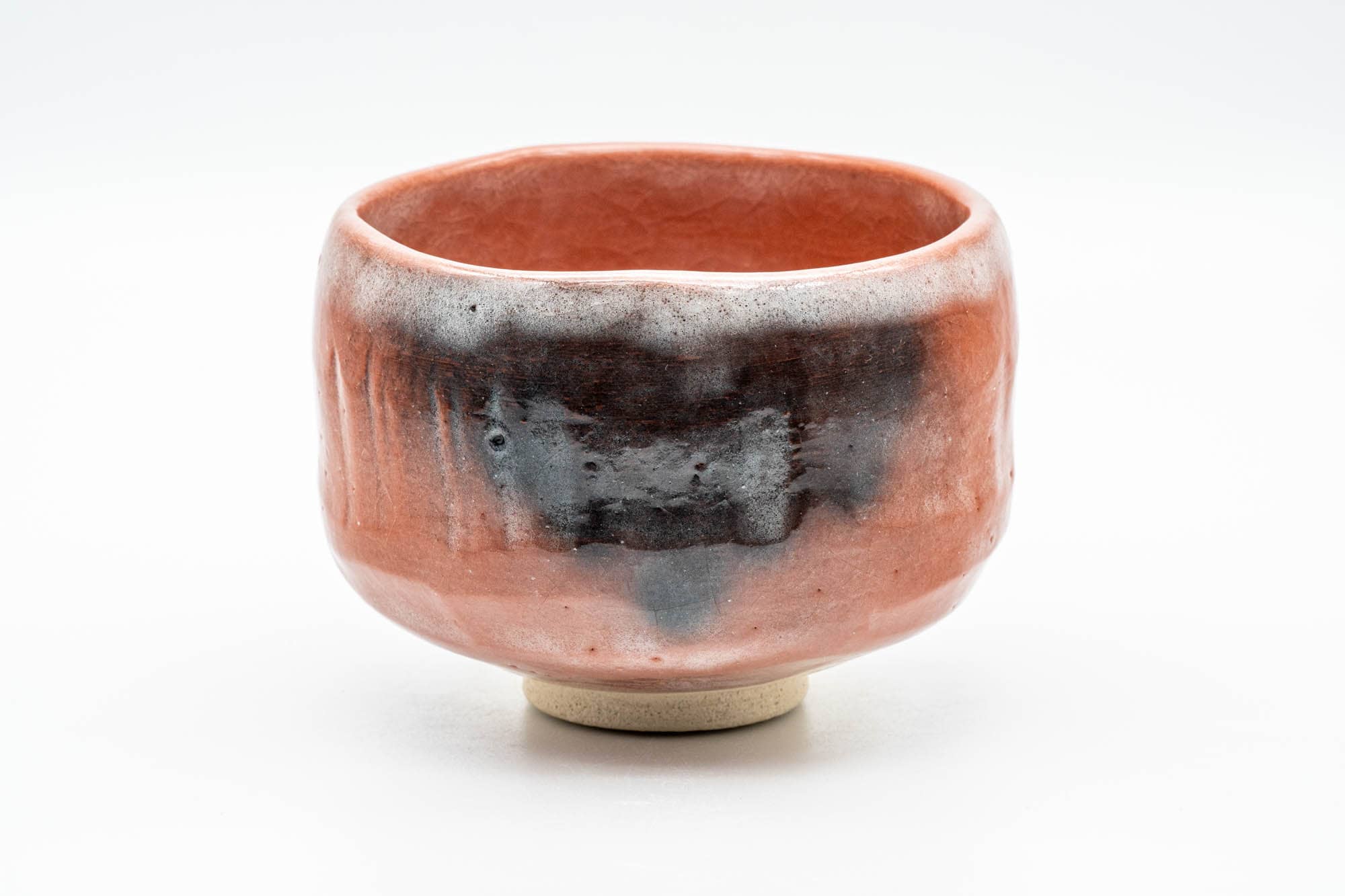 Japanese Matcha Bowl - Floral Aka-raku Red Raku Chawan - 400ml