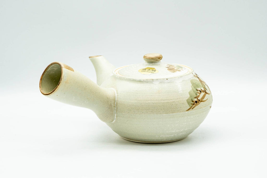 Japanese Kyusu - Beige Foliage Kiyomizu-yaki Debeso Teapot - 300ml