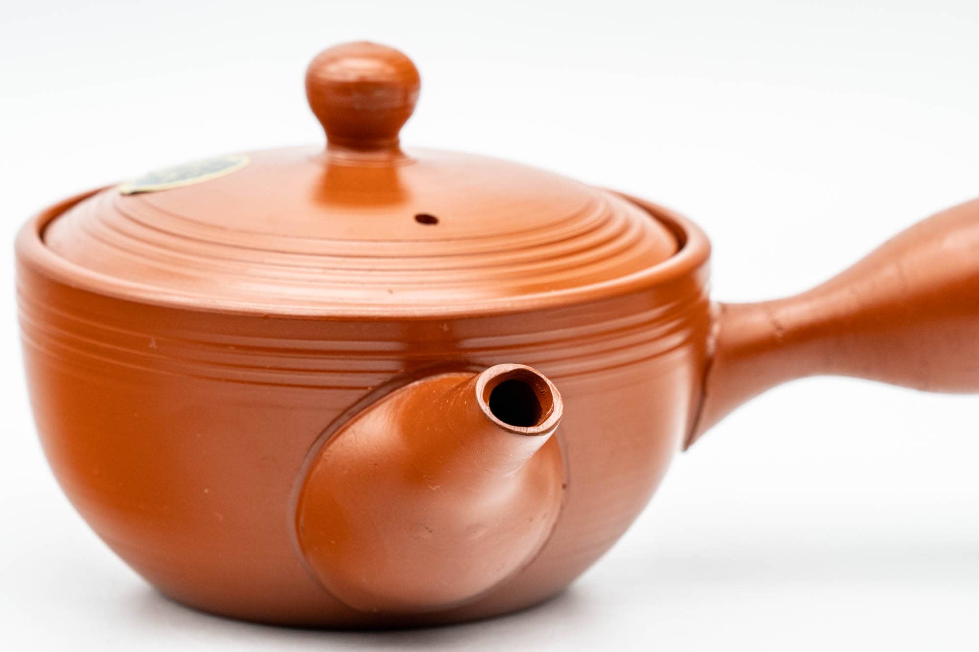 Japanese Kyusu - Spiraling Red Shudei Tokoname-yaki Mesh Teapot - 250ml