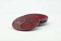 Japanese Chataku - Set of 4 Floral Scaled Red Lacquer Tea Coasters