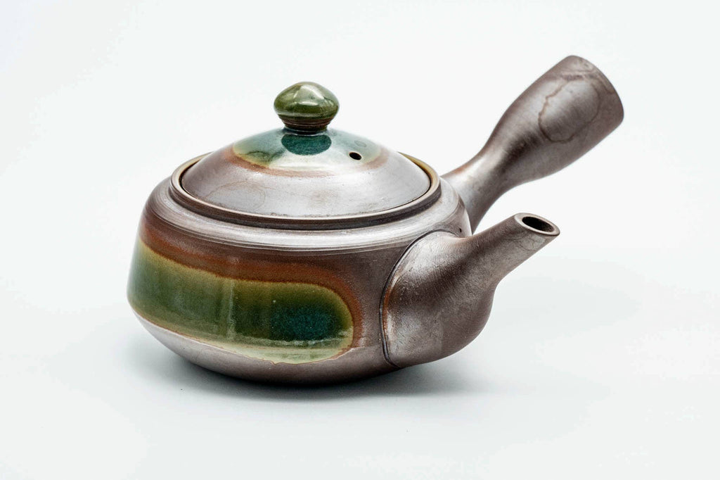 Japanese Kyusu - Ash Green Glazed Banko-yaki Mesh Teapot - 275ml