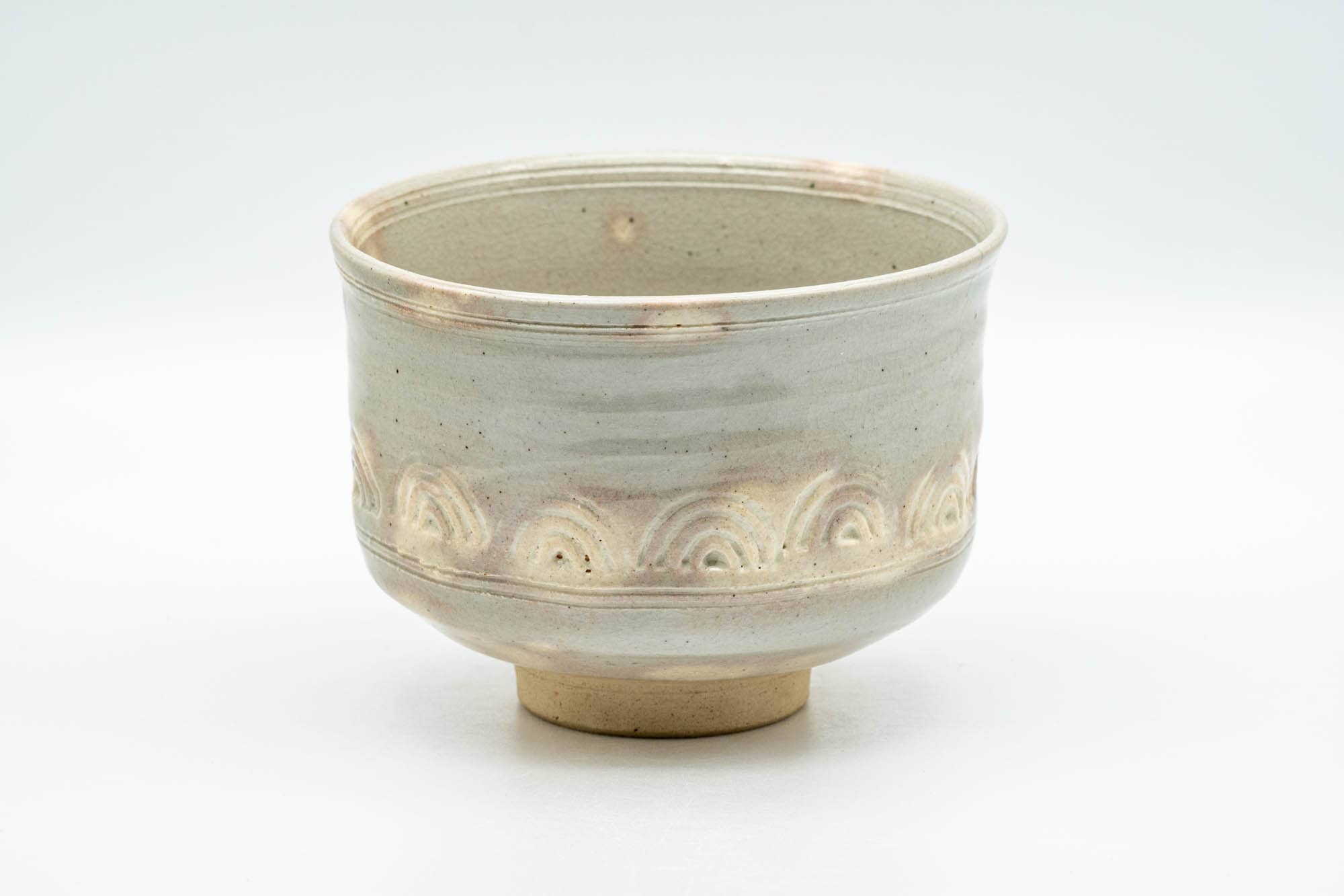 Japanese Matcha Bowl - 香雲 Miyagawa Kouun - Wave Engraved Kyo-yaki Dojimari-gata Chawan - 350ml