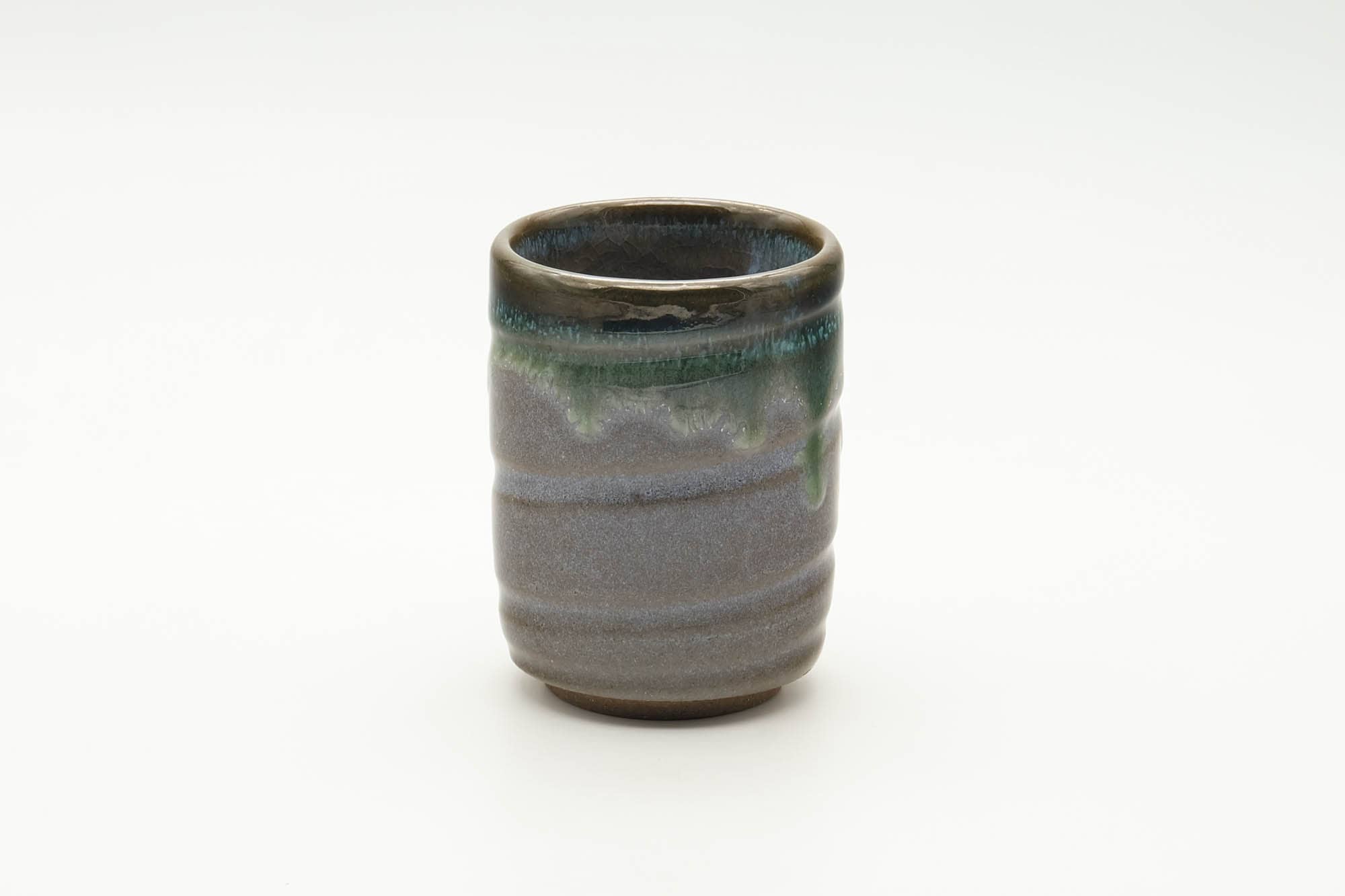 Japanese Teacup - Blue Green Drip-Glazed Agano-yaki Spiraling Yunomi - 150ml