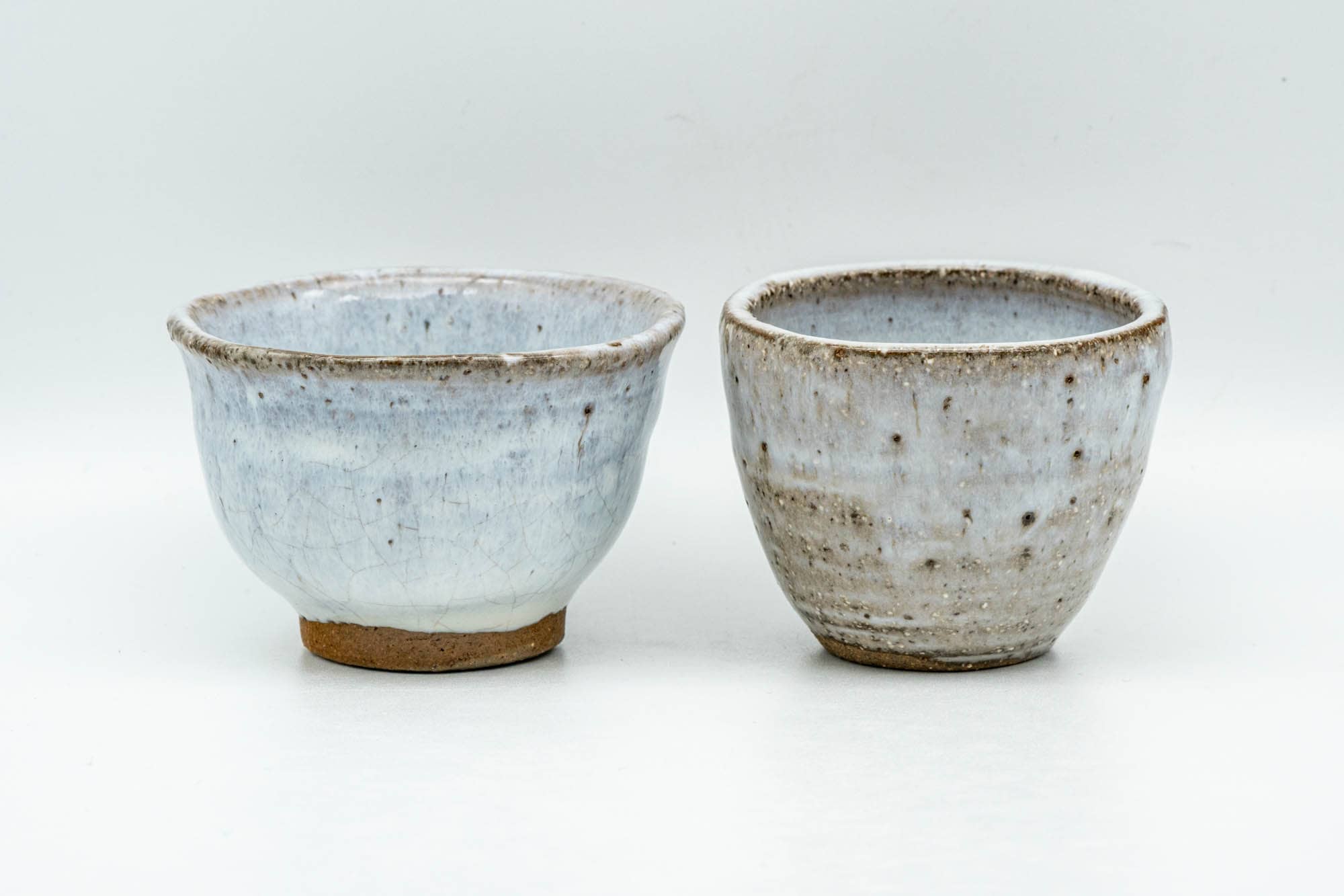 Japanese Teacups - Pair of Milky White Glazed Wabi-Sabi Guinomi - 60ml