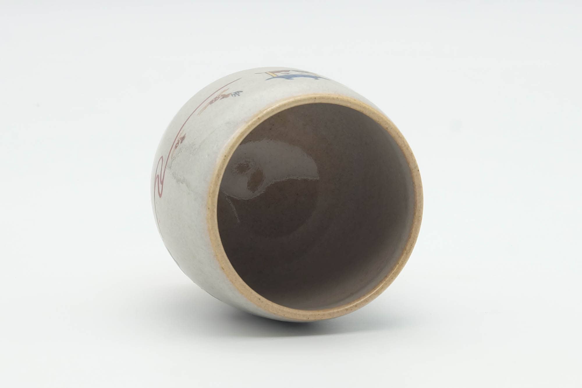 Japanese Teacup - 赤膚山 Akiyama Kiln - Nara Village-themed Akahada-yaki Yunomi - 150ml
