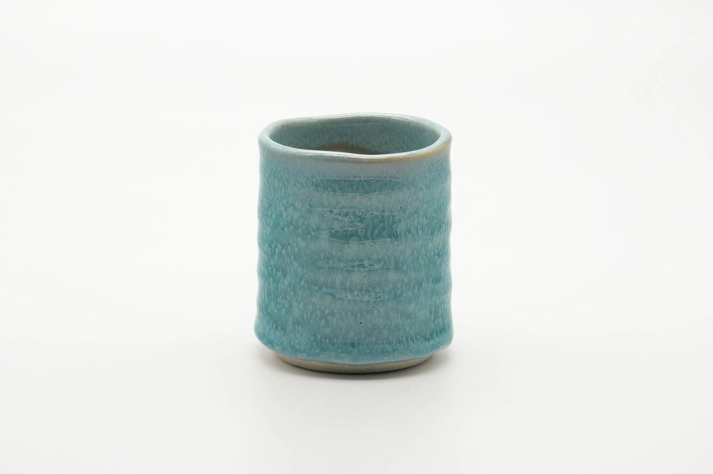 Japanese Teacup - Large Spiraling Teal Glazed Yunomi - 250ml