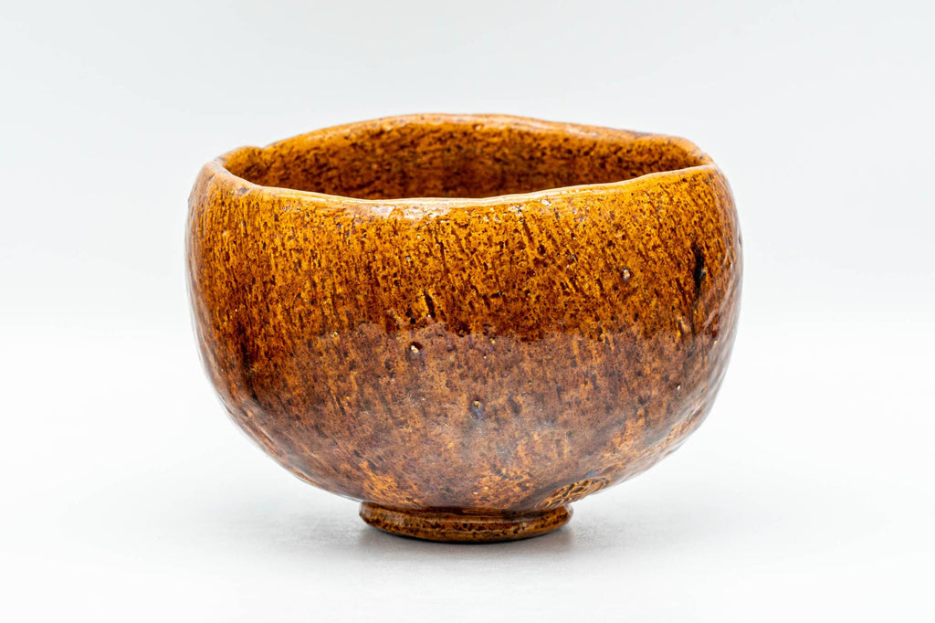 Japanese Matcha Bowl - 香野壮明 Kano Takeaki - Orange Candy Glazed Raku-gata Ohi-yaki Chawan with Wooden Box - 350ml
