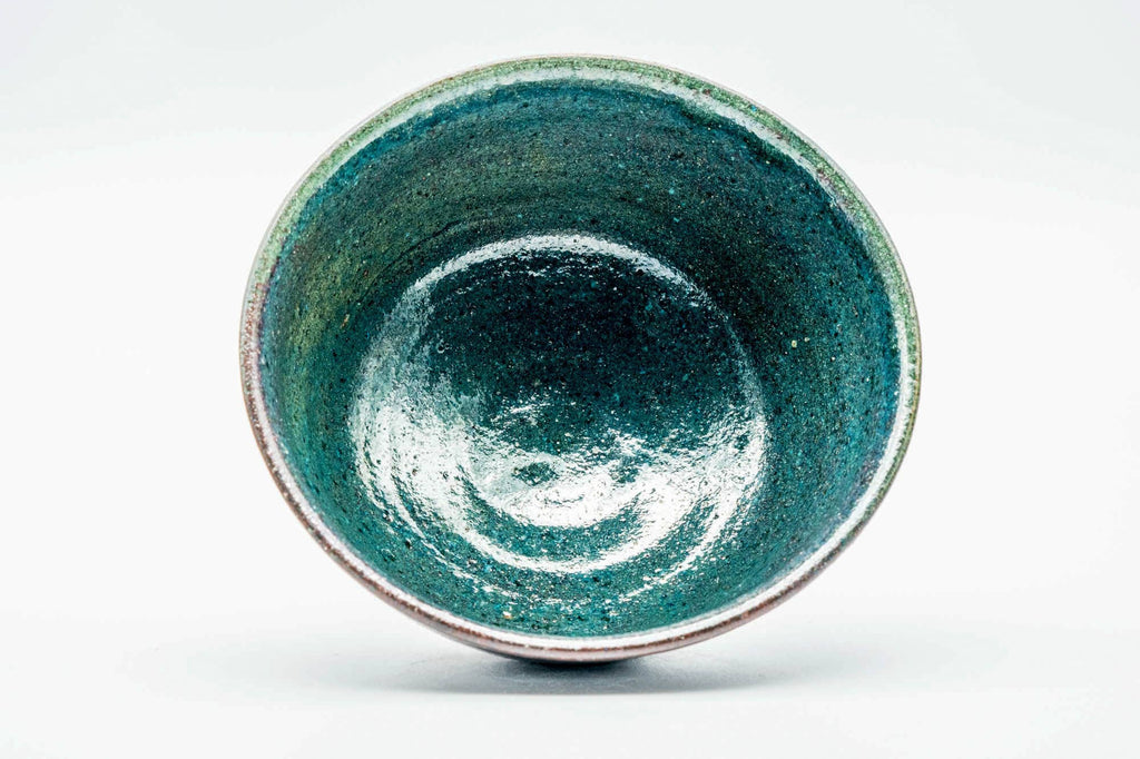 Japanese Matcha Bowl - Gradient Turquoise Wabi-Sabi Chawan in Wooden Box - 350ml