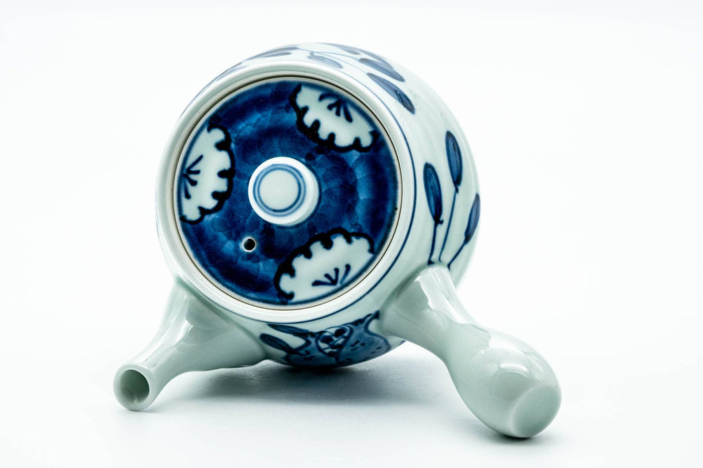 Japanese Kyusu - Blue Floral Arita-yaki Ceramic Filter Teapot - 400ml