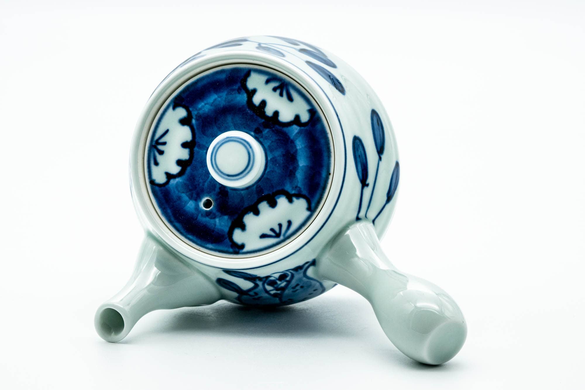 Japanese Kyusu - Blue Floral Arita-yaki Ceramic Filter Teapot - 400ml