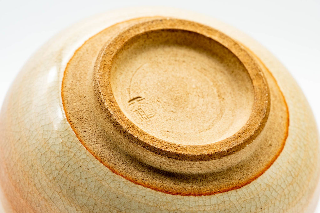 Japanese Teacup - 天鵬山 Tsubaki Kiln - Beige White Glazed Hagi-yaki Yunomi - 140ml