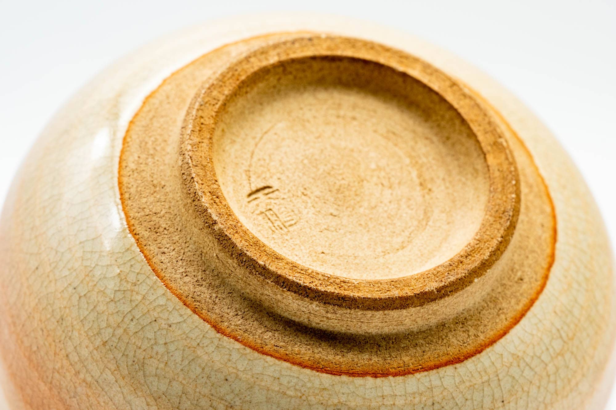 Japanese Teacup - 天鵬山 Tsubaki Kiln - Beige White Glazed Hagi-yaki Yunomi - 140ml