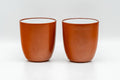 Japanese Teacups - Pair of Smooth Red Shudei White Inner-Glazed Tokoname-yaki Yunomi - 130ml