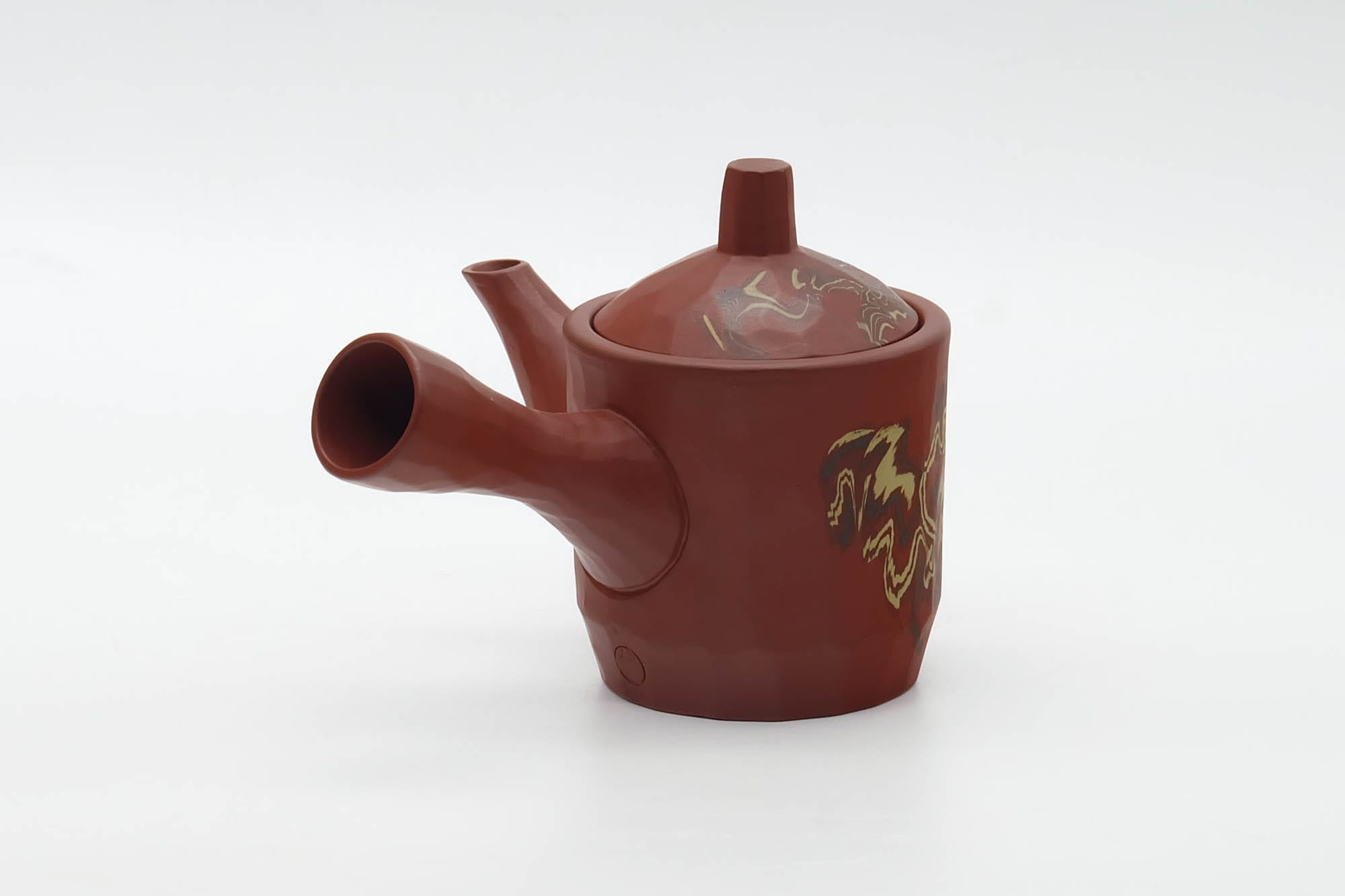 Japanese Kyusu - Abstract Nerikomi Red Shudei Tokoname Teapot - 100ml